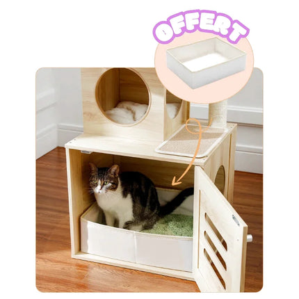 Structure de jeu et de repos multi-niveaux pour chats avec hamac et griffoir intégré