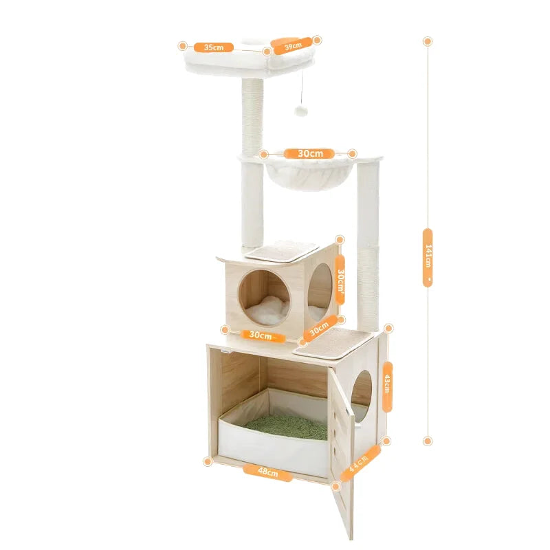 Structure de jeu et de repos multi-niveaux pour chats avec hamac et griffoir intégré