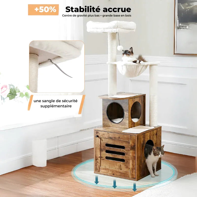Espace de Jeux Modulable pour Chats avec Compartiments et Griffoirs