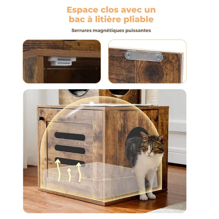 Espace de Jeux Modulable pour Chats avec Compartiments et Griffoirs
