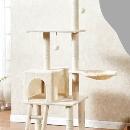 Arbre Multiniveaux Beige avec Niche et Hamac pour Chatons et Chats
