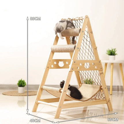 Aire de Jeux en Bois pour Chats avec Hamac et Griffoirs