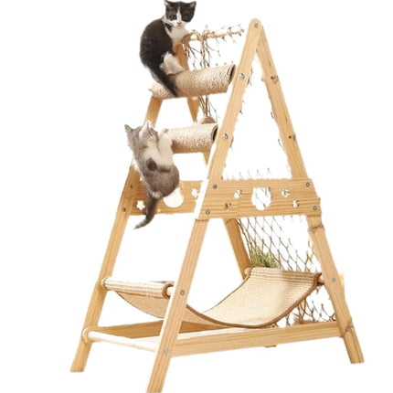 Aire de Jeux en Bois pour Chats avec Hamac et Griffoirs