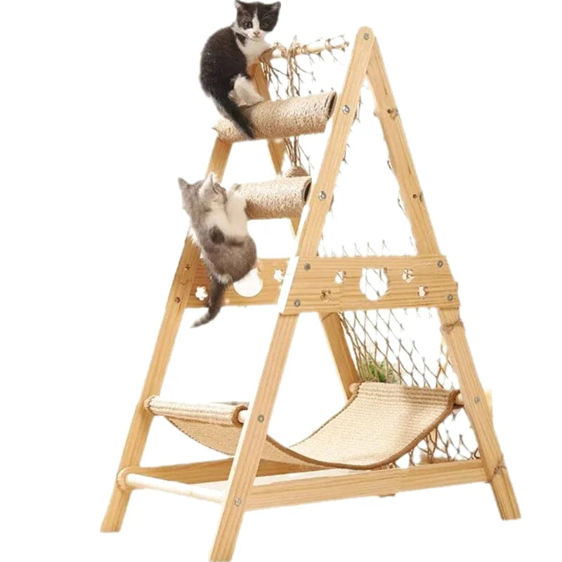 Aire de Jeux en Bois pour Chats avec Hamac et Griffoirs