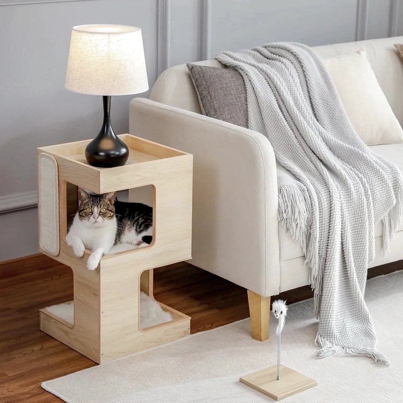 Cube double niveau pour chats - Design minimaliste
