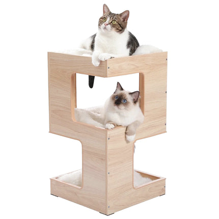 Cube double niveau pour chats - Design minimaliste
