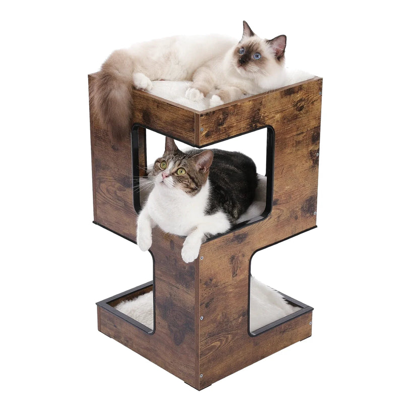 Cube double niveau pour chats - Design minimaliste