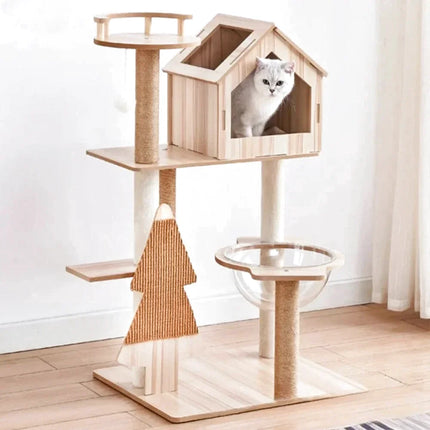 Arbre à Chat Compact avec Niche et Accessoires Intégrés