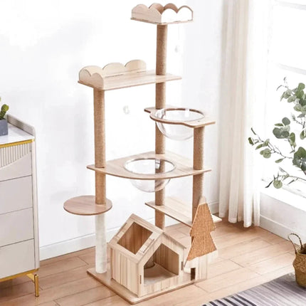 Arbre à Chat Compact avec Niche et Accessoires Intégrés