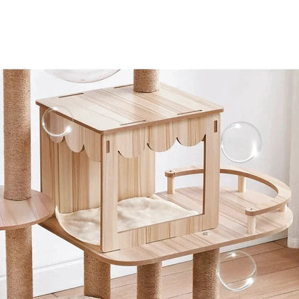 Arbre à Chat Compact avec Niche et Accessoires Intégrés