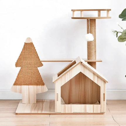 Arbre à Chat Compact avec Niche et Accessoires Intégrés