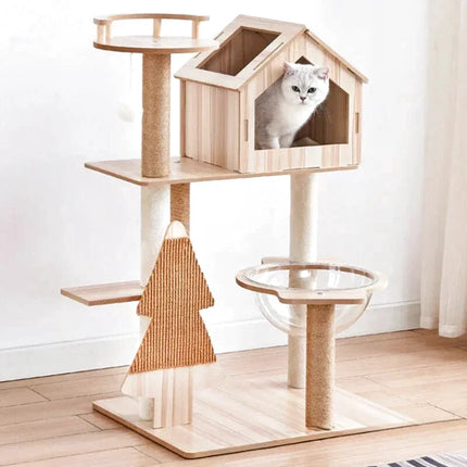Arbre à Chat Compact avec Niche et Accessoires Intégrés