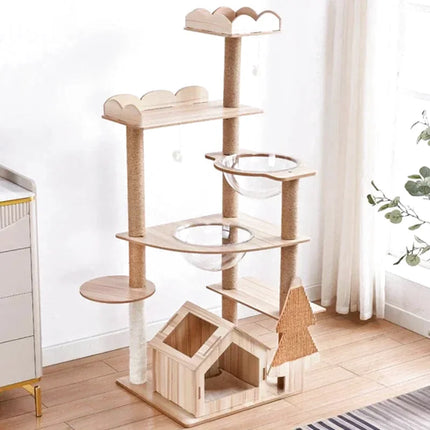 Arbre à Chat Compact avec Niche et Accessoires Intégrés