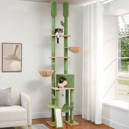 Arbre à Chat Vertical Naturel avec Plateformes et Accessoires Ludiques