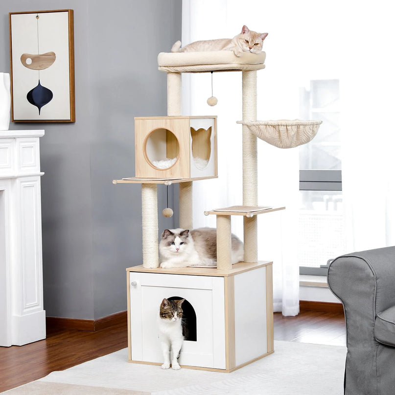 Arbre modulable pour chats avec espaces de repos et griffoirs
