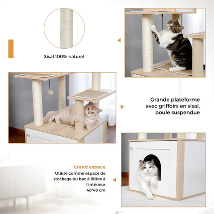 Arbre modulable pour chats avec espaces de repos et griffoirs
