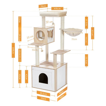 Arbre modulable pour chats avec espaces de repos et griffoirs