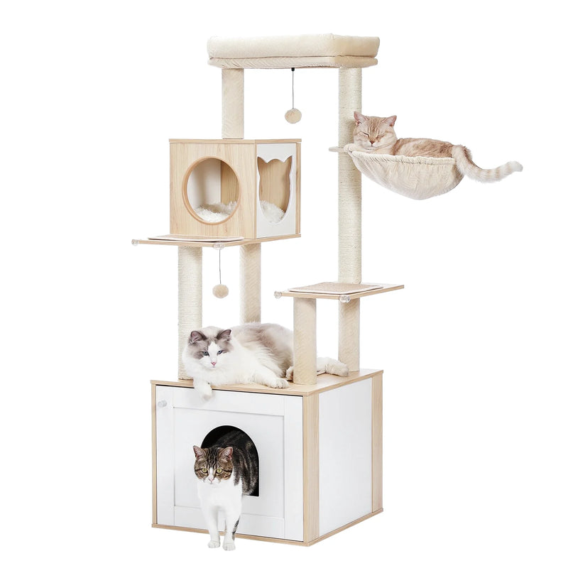 Arbre modulable pour chats avec espaces de repos et griffoirs