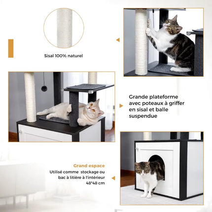 Arbre multifonction pour chats avec niches et hamac