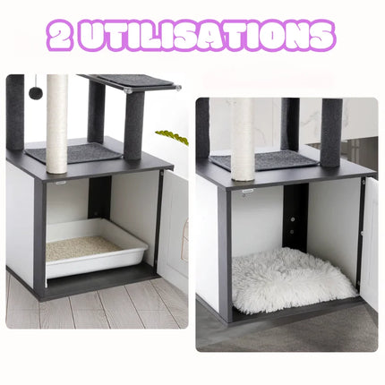 Arbre multifonction pour chats avec niches et hamac