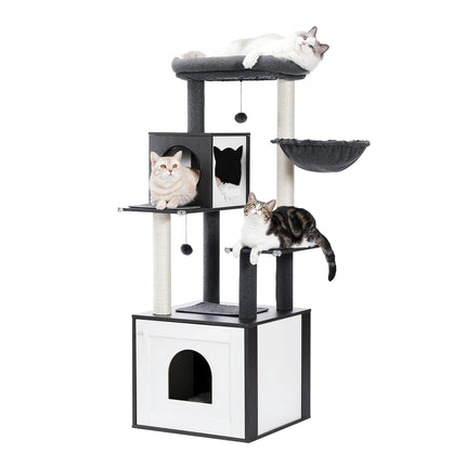Arbre multifonction pour chats avec niches et hamac