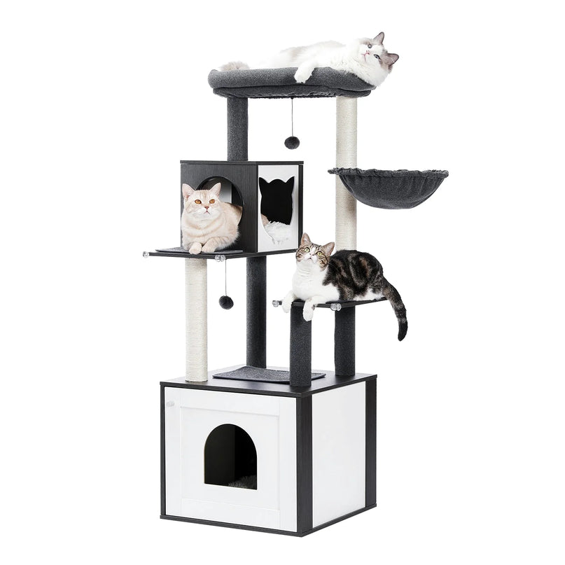 Arbre multifonction pour chats avec niches et hamac