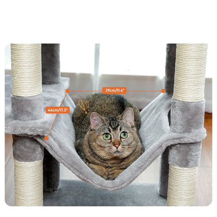 Centre de Jeu pour Chats avec Hamacs et Niches Grises Multi-Étages