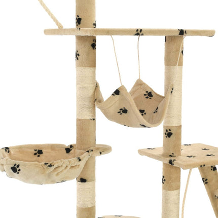 Grand Arbre Beige pour Chats avec Plates-Formes et Hamacs