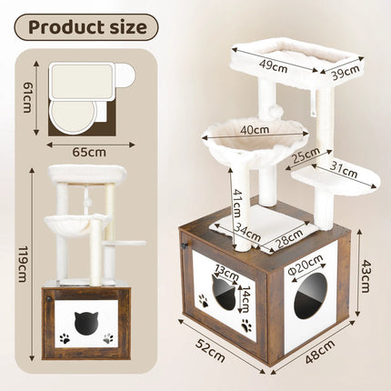 Arbre à Chats Compact avec Niche et Plateformes Confortables