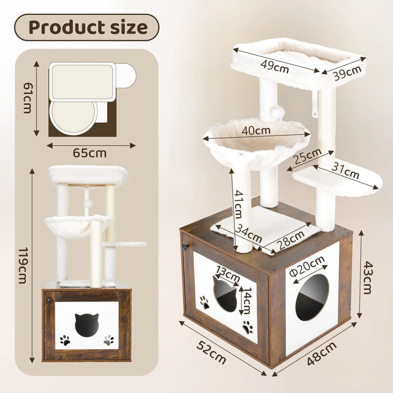 Arbre à Chats Compact avec Niche et Plateformes Confortables