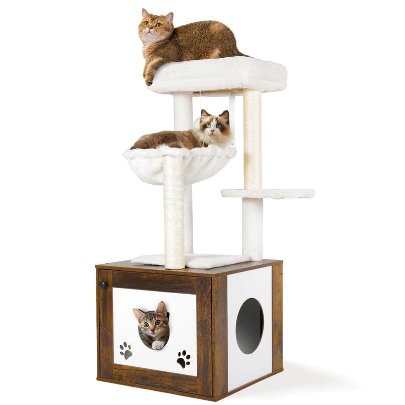 Arbre à Chats Compact avec Niche et Plateformes Confortables