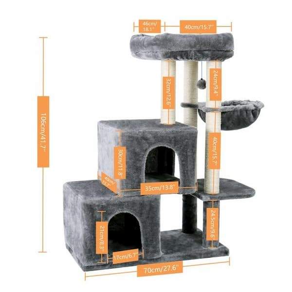 Arbre Gris Multi-Activités avec Niche et Hamac