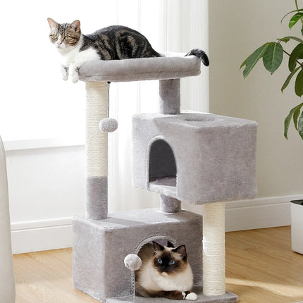 Arbre à Chat Compact Beige avec Cachettes et Plateformes Douillettes