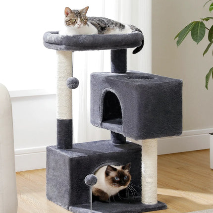 Arbre à Chat Compact Beige avec Cachettes et Plateformes Douillettes