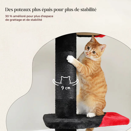 Arbre modulable noir et rouge avec nacelle pour chats