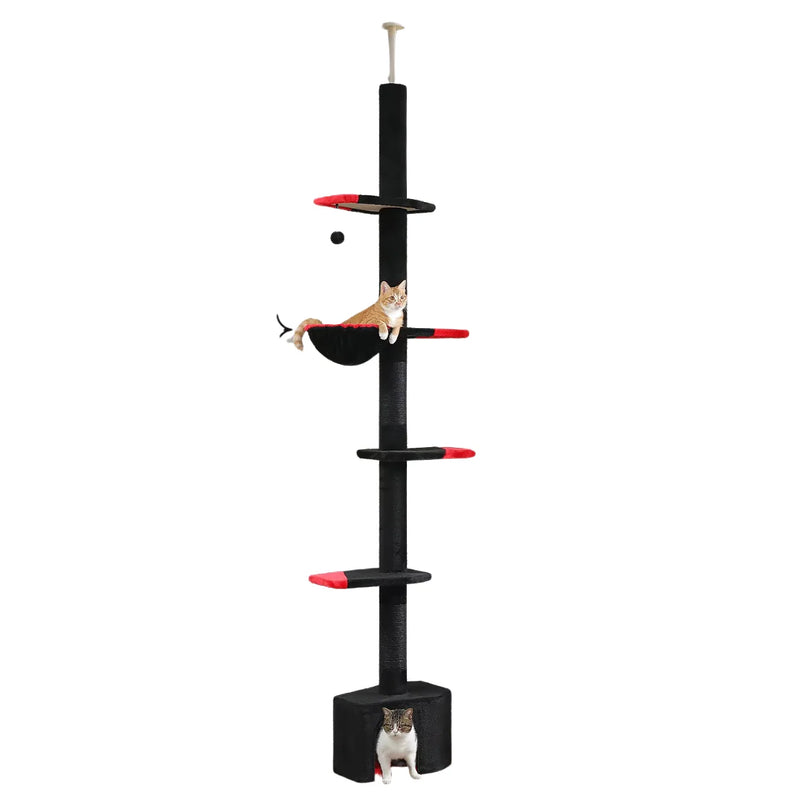 Arbre modulable noir et rouge avec nacelle pour chats