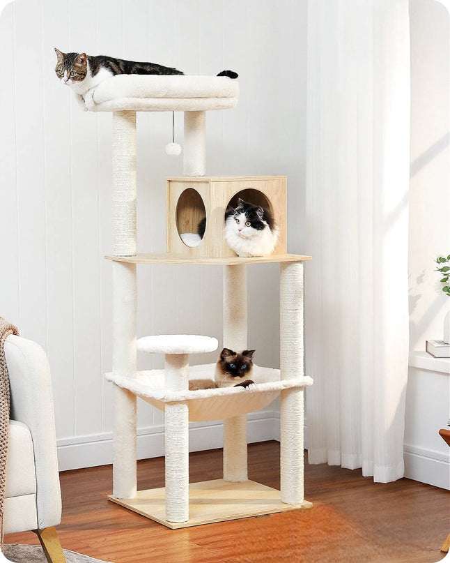 Tour de Jeux Haute pour Chats avec Plateformes et Cachette