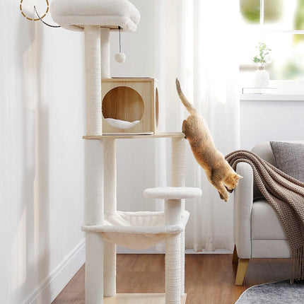 Tour de Jeux Haute pour Chats avec Plateformes et Cachette