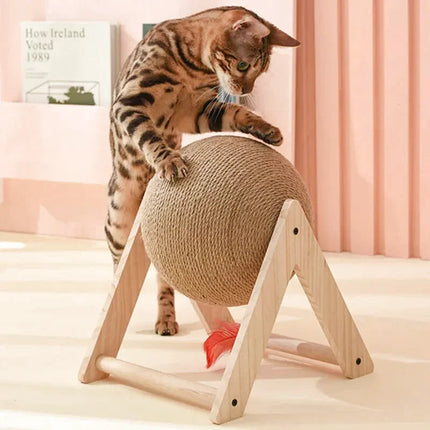 Griffoir Interactif en Forme de Triangle avec Sphère en Sisal et Clochette