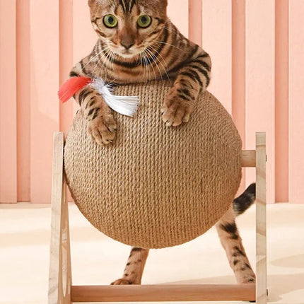 Griffoir Interactif en Forme de Triangle avec Sphère en Sisal et Clochette