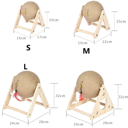 Griffoir Interactif en Forme de Triangle avec Sphère en Sisal et Clochette
