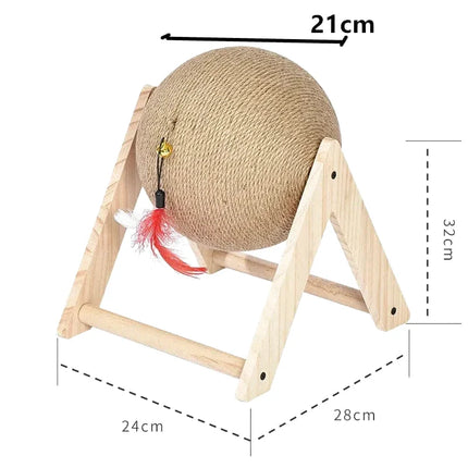 Griffoir Interactif en Forme de Triangle avec Sphère en Sisal et Clochette