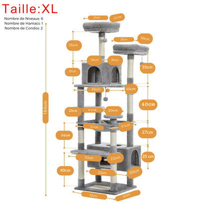 Grand Arbre pour Chats avec Hamacs et Griffoirs