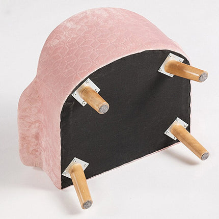 Petit fauteuil rose pour chat avec dossier arrondi et pieds en bois