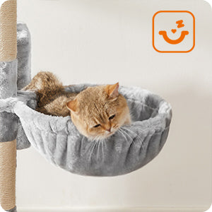 Arbre à chat multifonction 142 cm avec plateformes, niches et panière suspendue