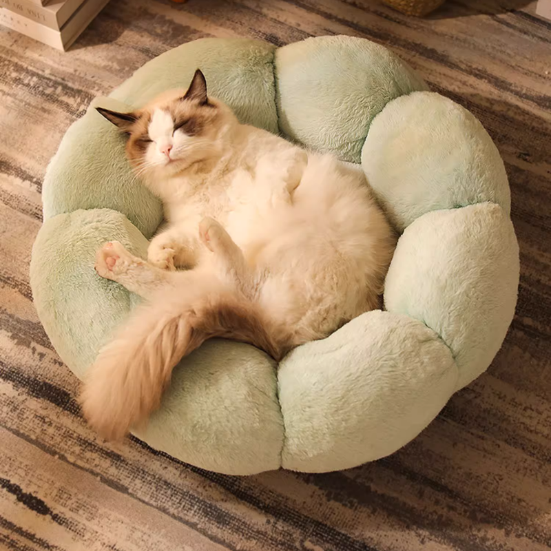 Panier Douillet en Forme de Fleur pour Chat Relaxé