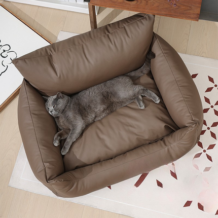 Canapé Rectangulaire Marron pour Animaux avec Rembourrage Douillet