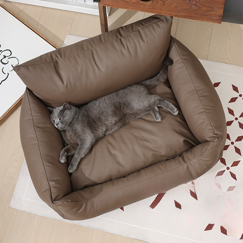 Canapé Rectangulaire Marron pour Animaux avec Rembourrage Douillet