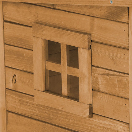 Petite maison en bois rustique pour chat avec fenêtre et toit isolé