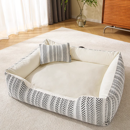 Coussin Rectangle Chevron Beige et Noir pour Coin Animaux